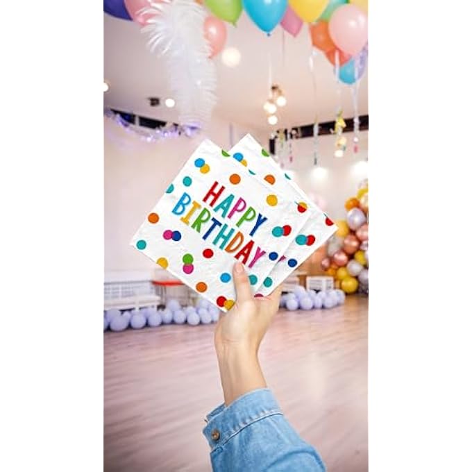 DOTS DESIGN BIRTHDAY PARTY NAPKINS, 6.5X6.5 INCHES, 40 PCS, STYLISH DECOR FOR ADULTS & KIDS, FOR CELEBRATIONS, FESTIVE TABLEWARE ACCESSORY - Image 2